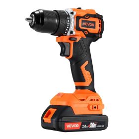 VEVOR Cordless Drill Driver, 1/2 inch Metal Chuck, Brushless Motor, Dual-Speed Variable, Drill Driver Kit with Lithium Battery and Charger, Tool