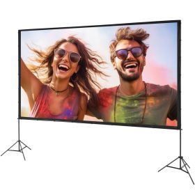 VEVOR Projector Screen with Stand, 150 inch 16:9 4K 1080 HD Outdoor Movie Screen with Stand, Wrinkle-Free Projection Screen with Tripods and Carr