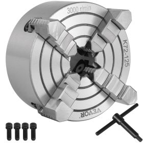 VEVOR K72-125 Lathe Chuck 5 Inch 4-Jaw,Lathe Chuck Independent Reversible Jaw,Metal Lathe Chuck Turning Machine Accessories,for Lathes Machine