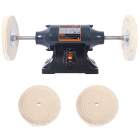 Extra long 8-Inch Electric Polisher Bench Buffer Grinder -4 Pole motor; Includes 4PCs 80Ply Thic Buffing Wheels for Polishing Metal, Jewelry, Kni