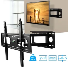 Full Motion TV Wall Mount Swivel Tilt TV Wall Rack Support 37-70' TV Wall Mount Max VESA Up To 600x400mm (Option: Black)